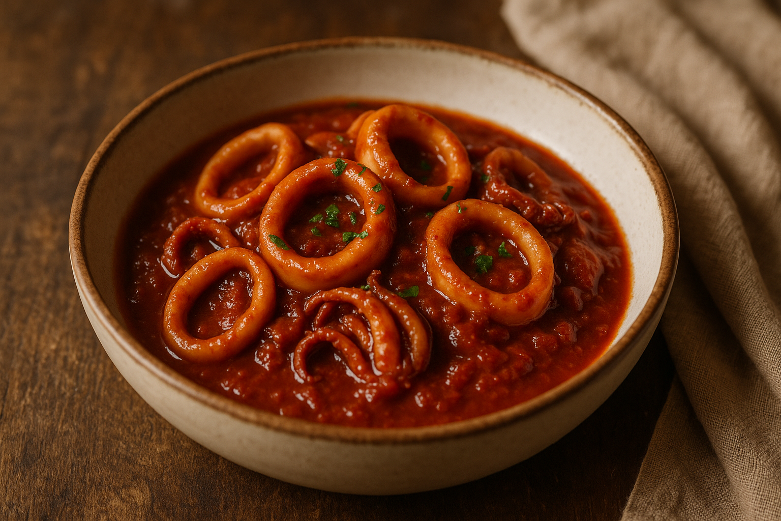 Calamari in Red Wine and Tomato Sauce