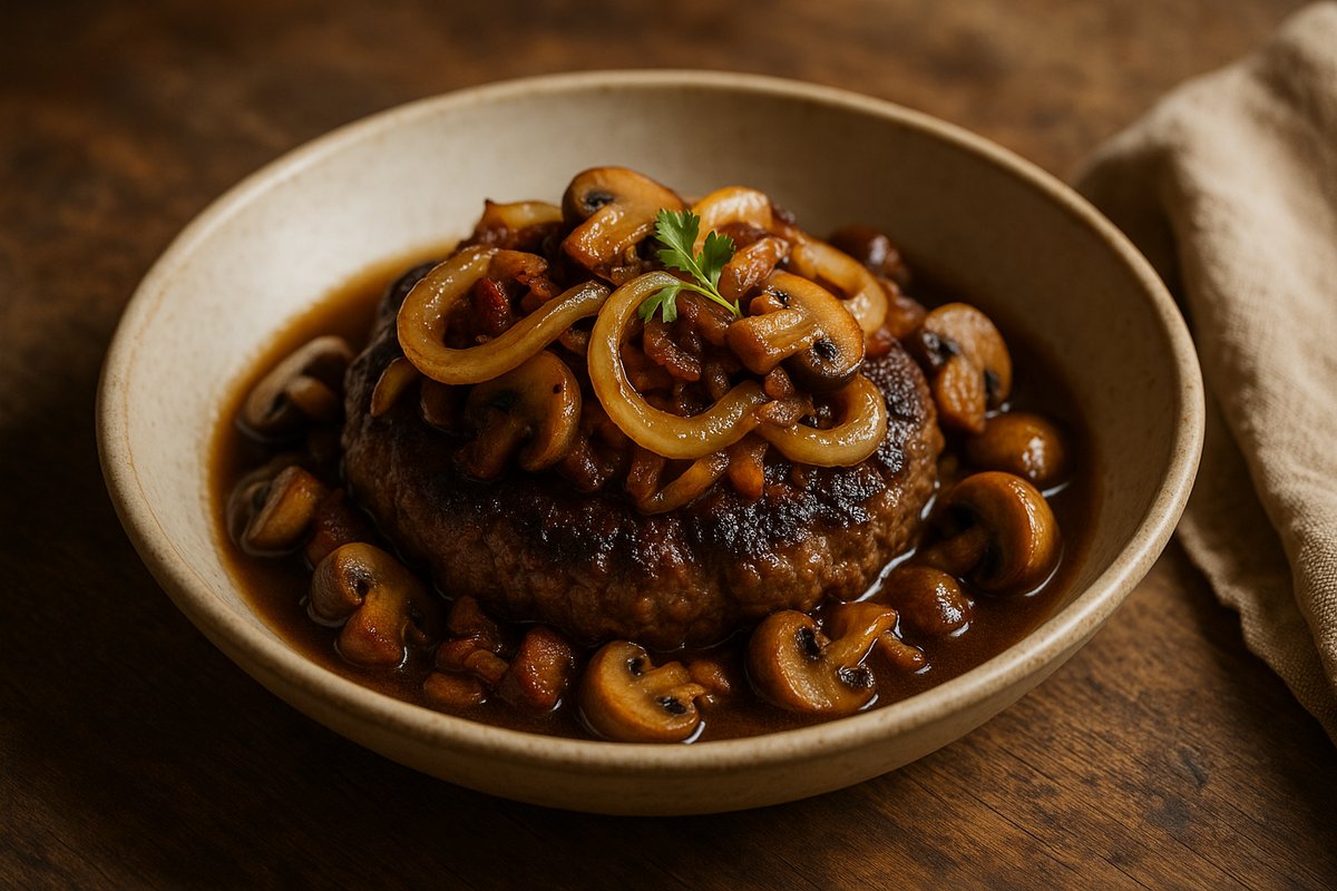 Chopped Steak with Caramelized Onions and Mushrooms