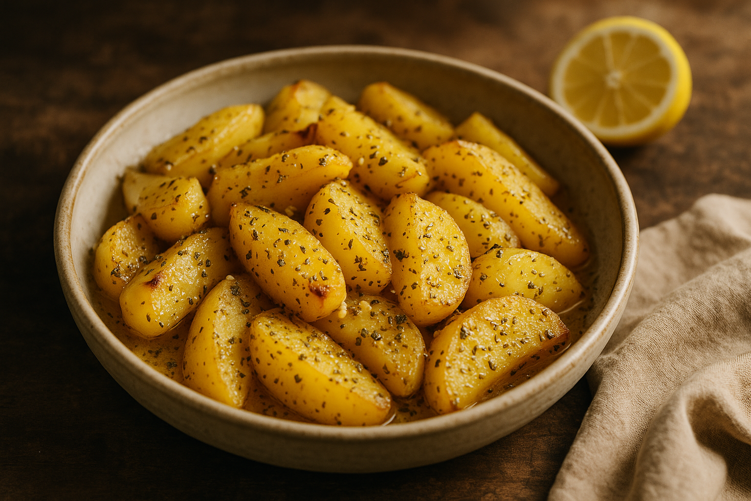 Ellinikos Lemoni Patatas (Greek Lemon Potatoes)