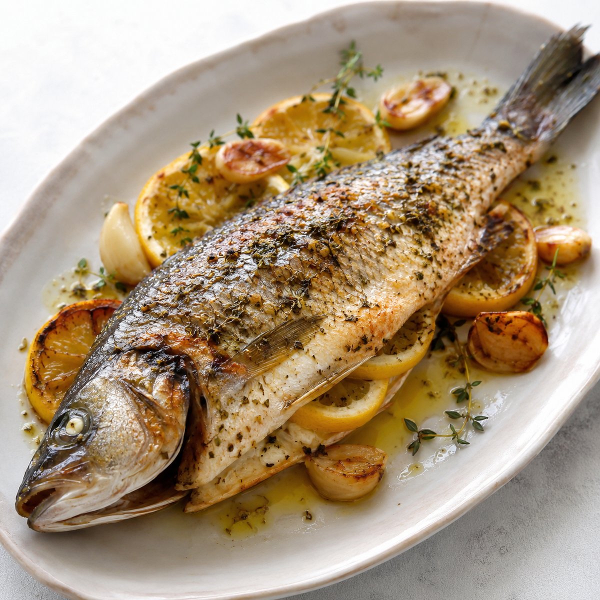 Greek-Style Roasted Branzino