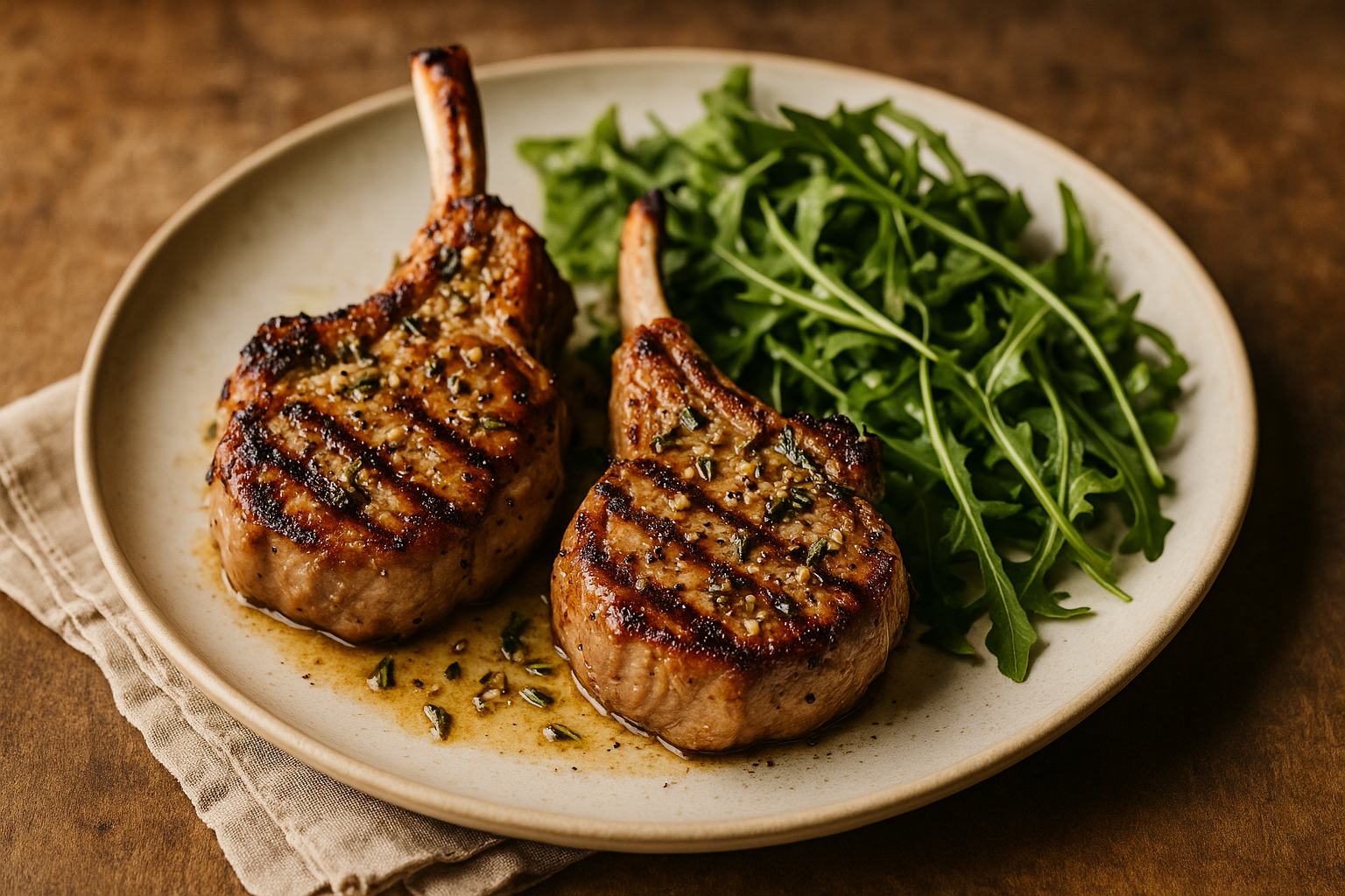 Grilled Veal Chops with Arugula Salad