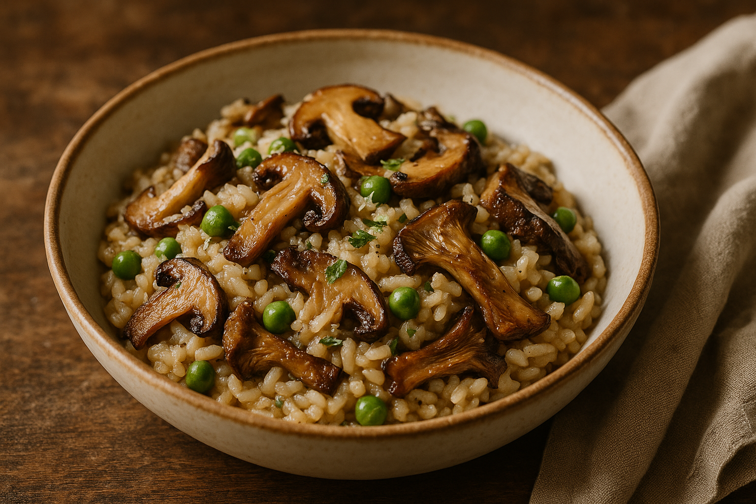 Mushroom Risotto with Peas