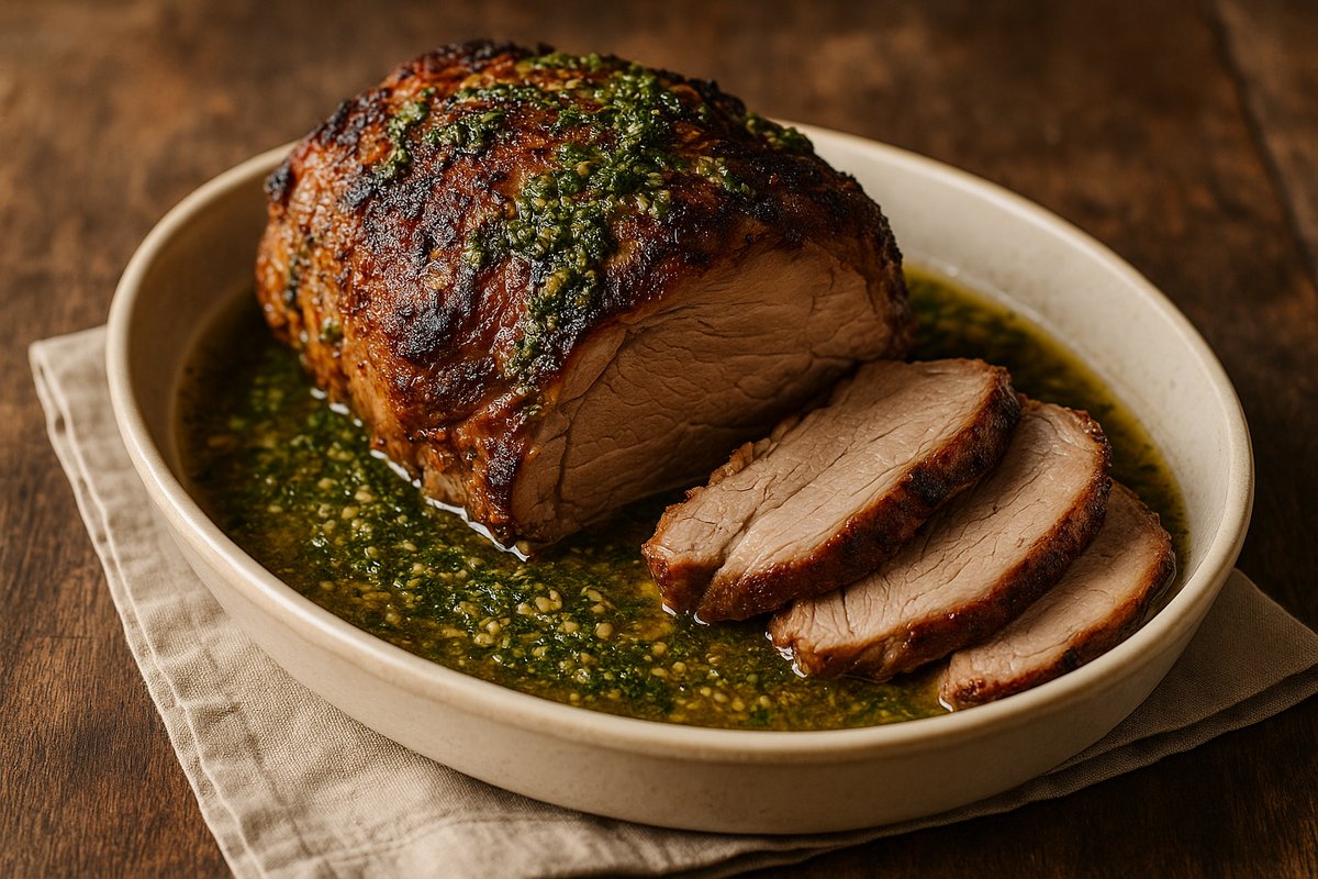 Pork Shoulder Roast with Herb and Garlic Sauce