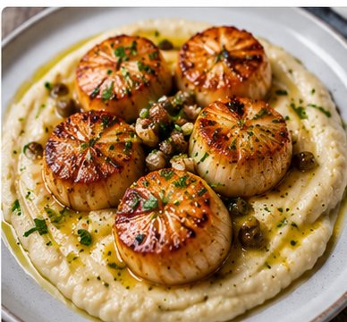 Seared Scallops with Cauliflower Puree