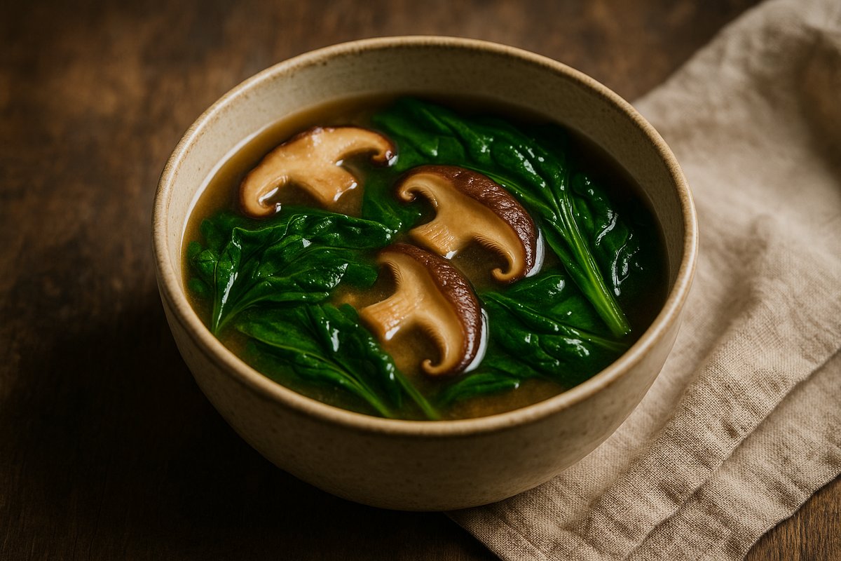 Spinach and Mushroom Miso Soup