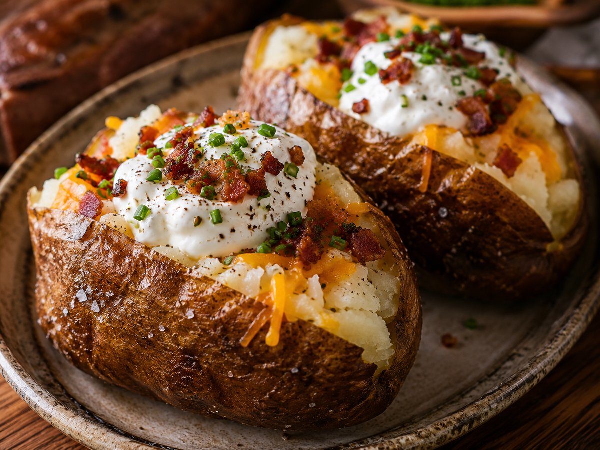 Steakhouse Baked Potatoes with Sour Cream